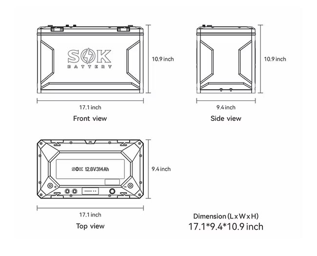 Sok Battery SK12V314PH | 12V314Ah